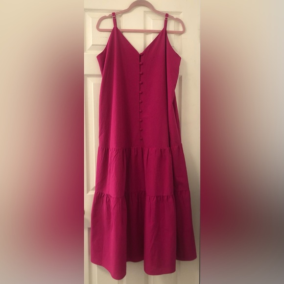 Ted Baker Luaan Button Through Deep Pink Long Dress - Picture 2 of 5